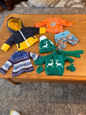 New 18 inch doll set spring jacket sweaters hat scarf mittens and swim gear